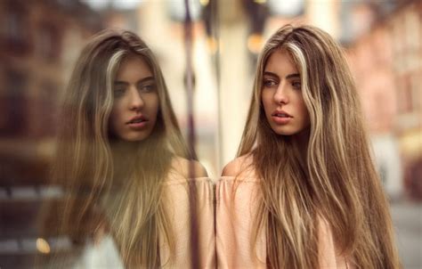 Wallpaper reflection model blonde bokeh Sophie Martin Kühn Martin Kuhn for mobile and