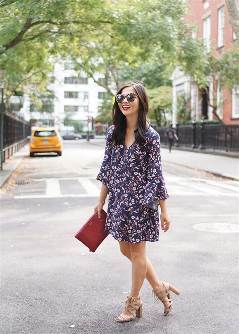 Fall Floral Bell Sleeve Dress Skirt The Rules Nyc Style Blogger