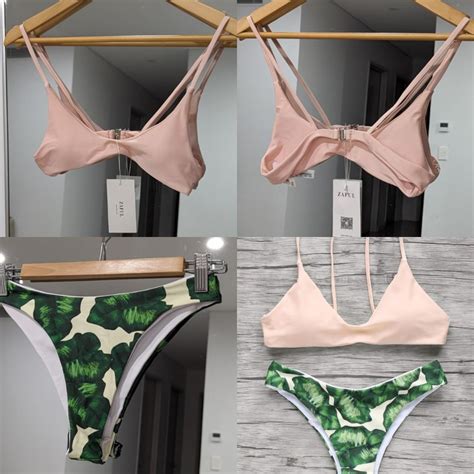 Soft Cami Bikini Set Pale Pink Green Tropical Depop
