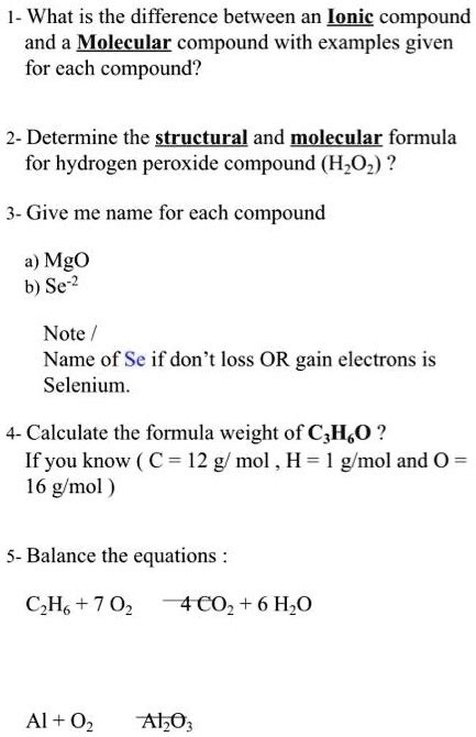 Solved What Is The Difference Between An Lonic Compound And A