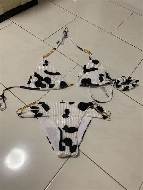 Cow Print Bikini Women S Fashion Swimwear Bikinis Swimsuits On Carousell