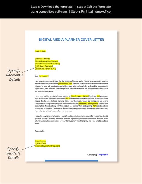 Digital Media Planner Cover Letter In Word Pages PDF Google Docs