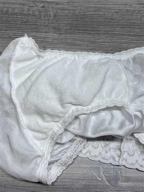 Pb Vintage Hi Cut Silky White Panties Lace Trim Size Hanes Nylon Lingerie Ebay