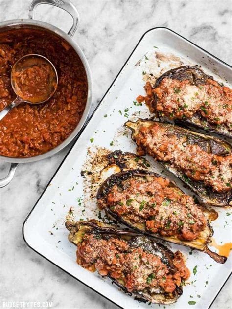 Roasted Eggplant With Meat Sauce Recipe Budget Bytes