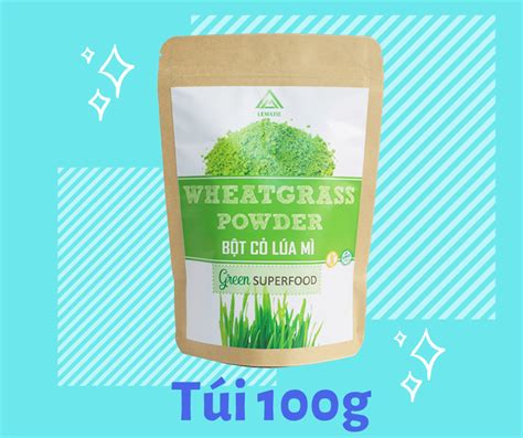 Bột Cỏ Lúa Mì Lemtie 100g 100 Nguyên Chất Sp Cty Có Kiểm Nghiệm