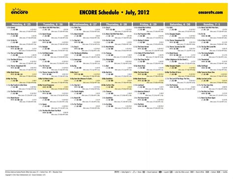 ENCORE Schedule - July, 2012 - Starz