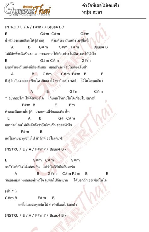 คอร์ดเพลง คำรักที่เธอไม่เคยฟัง หนุ่ม กะลา