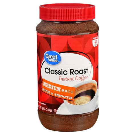 Great Value Classic Roast Instant Coffee Medium Roast 12 Oz