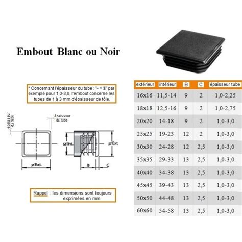 Embout Patin Fin Pour Tube Carr Bouchon Plastique Esse Fr