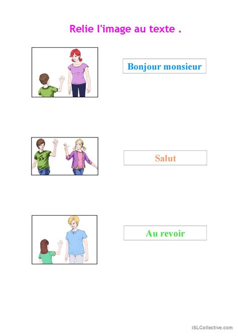 Salutations exercice Français FLE fiches pedagogiques pdf doc