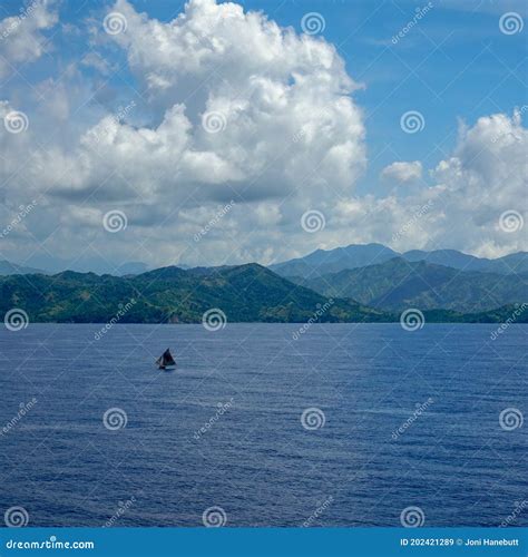 The Hazy and Mountainous Coastline of the Caribbean Island of Haiti As