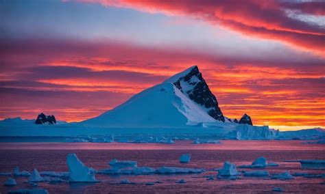 premium photo bright colored sunset  antarctica