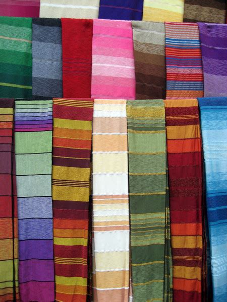 Striped Bedspreads On A Market Stall Essaouira Riba Pix