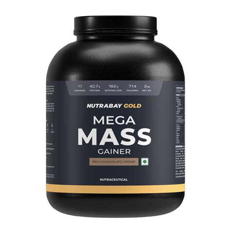 Nutrabay Gold Mega Mass Weight Gainer ( 2 Kg (4.4 Lb), Rich Chocolate ...