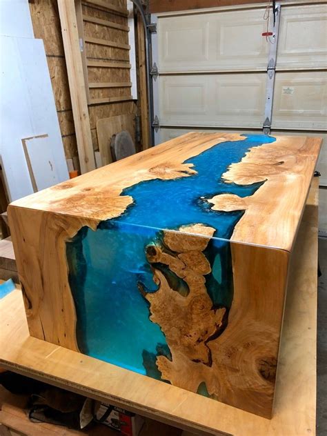 Custom Epoxy Resin River Waterfall Table Etsy Wood Resin Table Epoxy