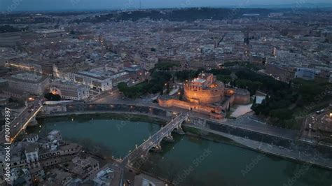 Panorama Sulla Basilica Di San Pietro E Castel Sant Angelo Vista Aerea