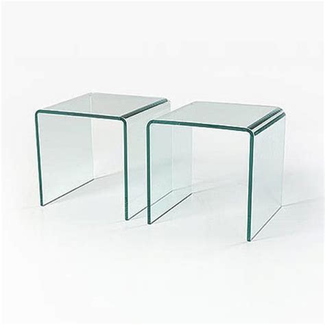 Pair Of Glass Side Tables Modern Stylish Retro And Contemporary Glass Tables By Glass Tables