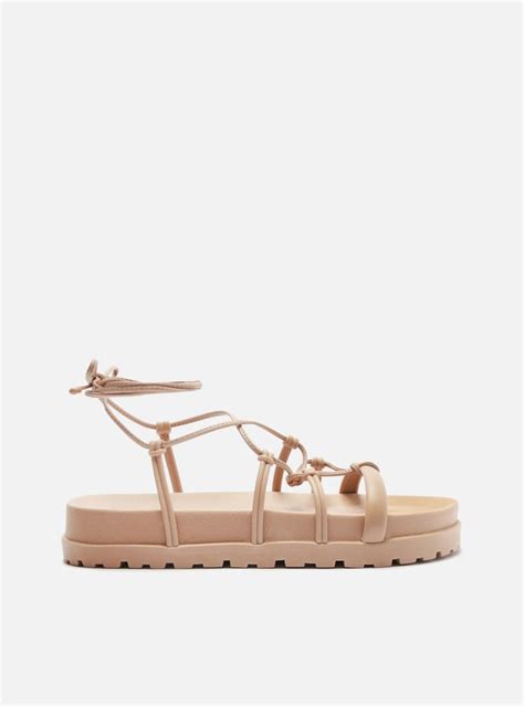 Sandália Papete Nude Amarração Nós Brizza Arezzo