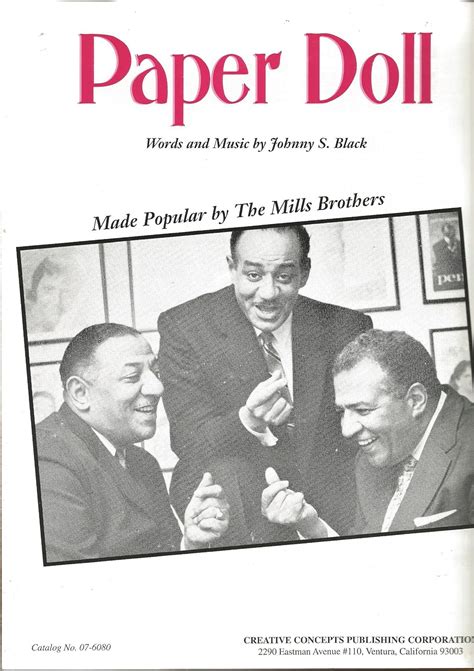 Paper Doll Song Made Popular By The Mills Brothers Words And Music