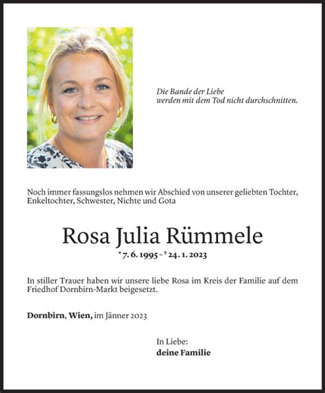 Todesanzeigen von Rosa Julia Rümmele Todesanzeigen Vorarlberger