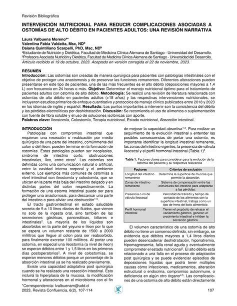 Pdf Intervenci N Nutricional Para Reducir Complicaciones Asociadas A