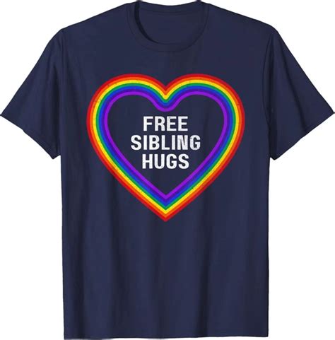 Hot Trending T Shirt With Free Sibling Hugs Heart Lgbt Gay Pride Month Brother Sister T Shirt