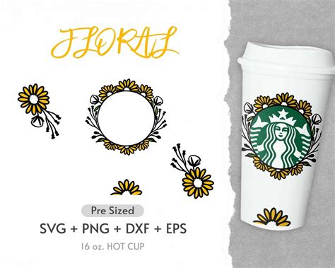 16oz Wildflower Hot Cup Svg Full Wrap Hot Cup Svg Roses Svg Etsy