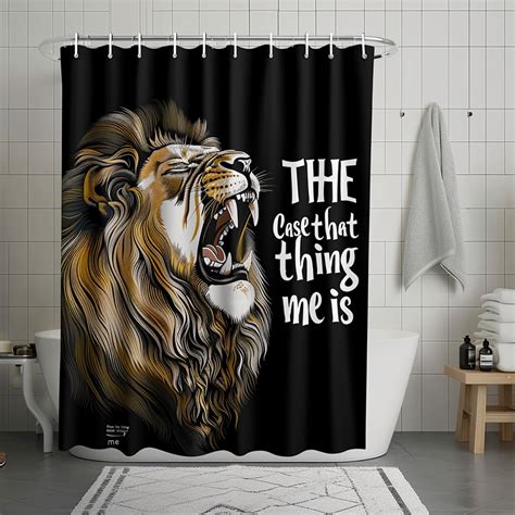 Powerful Lion Roaring Motivational Quote Bathroom Set Shower Curtain