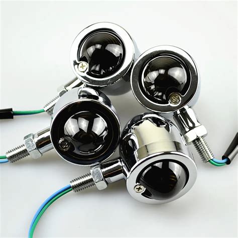 2 PCS Universal Chrome Motorcycle Turn Signals Lights Shell Retro Turn