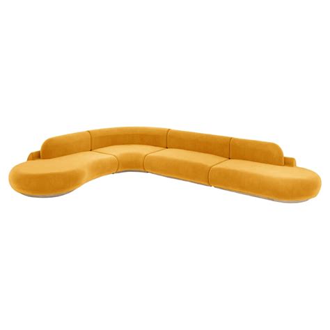 Naked Curved Sofa Small With Natural Oak And Corn For Sale At Stdibs Small Curved Sofa