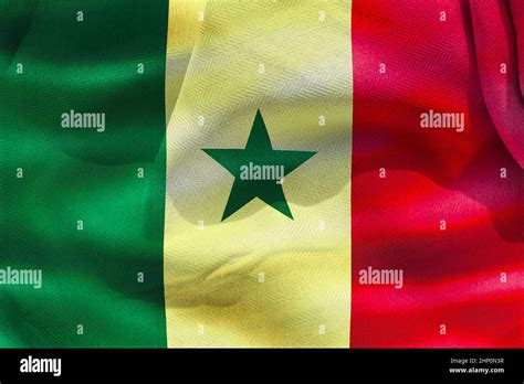 3D Illustration Of A Senegal Flag Realistic Waving Fabric Flag Stock