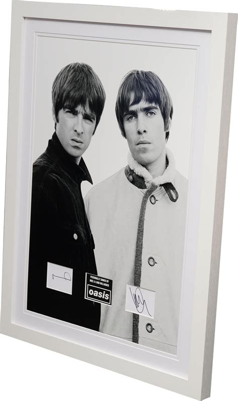 Noel Gallagher And Liam Gallagher Signed Oasis White Card Framed Displ