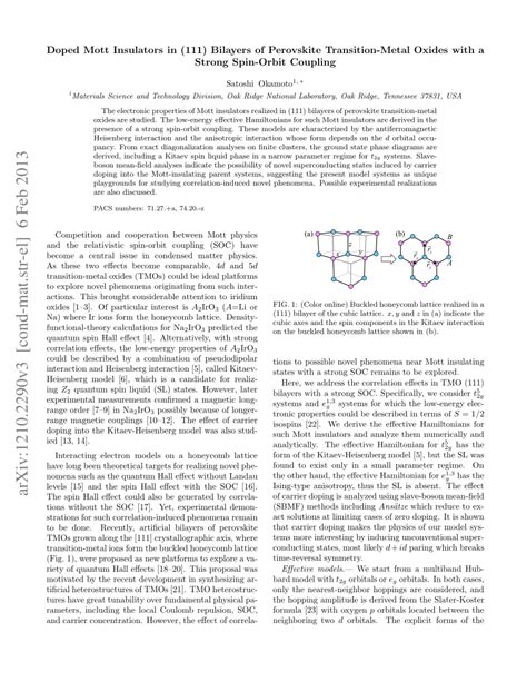 Pdf Doped Mott Insulators In Bilayers Of Perovskite Transition