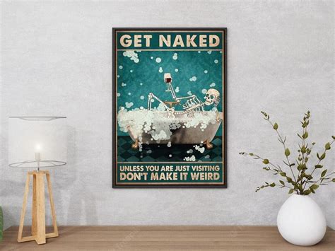 Get Naked Funny Skeleton Poster Wall Art Print For Home And Etsy