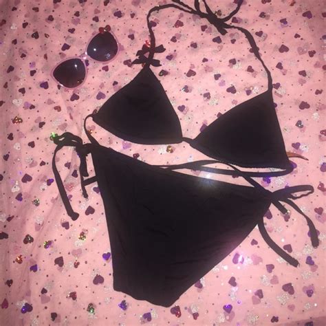 Juicy Couture Swim Juicy Couture Beach Swim Black String Bikini S Poshmark