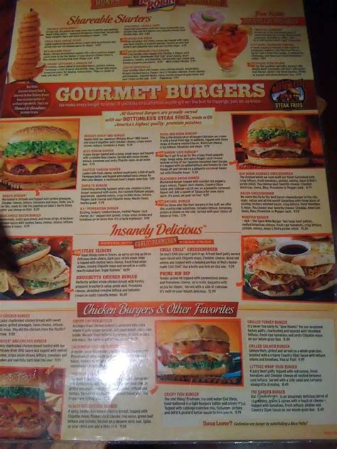 Red Robin Gourmet Burgers Menu Urbanspoonzomato