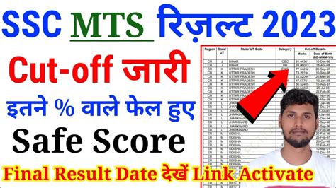 SSC MTS Result 2023 SSC MTS Tier 1 रजलट 2023 SSC MTS Result mts