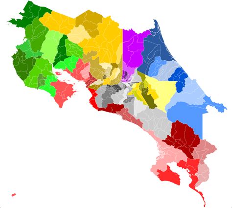 Mapa De Costa Rica Con Provincias Cantones Y Distritos Para Descargar