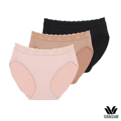 Wacoal Bikini Panty 3 Piece Underwear Pattern WU1C35 WU1T35 Beige Black Ovaltine OT Shopee