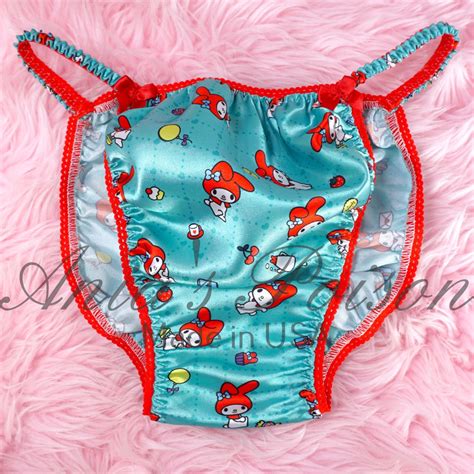 Anias Poison Christmas Kawaii Bunny Print Polyester Silky Soft String Bikini Sissy Mens
