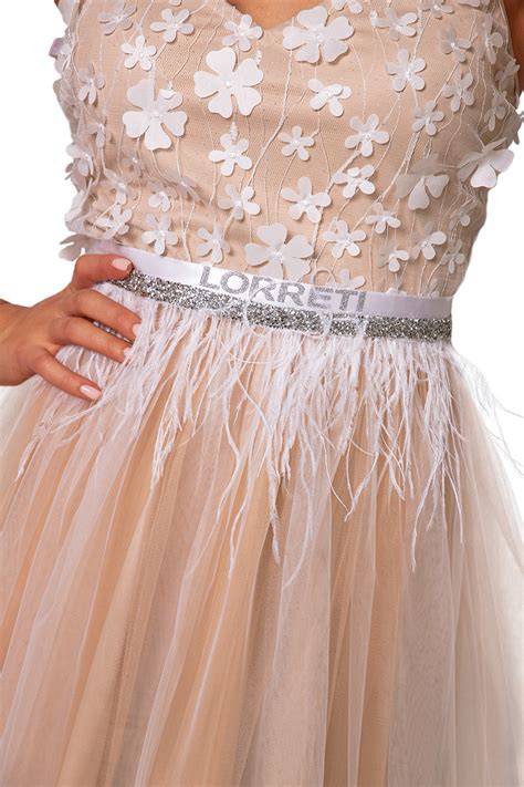 MINI ROCHIE ARIA DANTELA TUL NUDE ȘI ALBA LORRETI