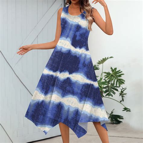 Dengdeng Spring Dresses For Women Plus Size Sleeveless Tie Dye