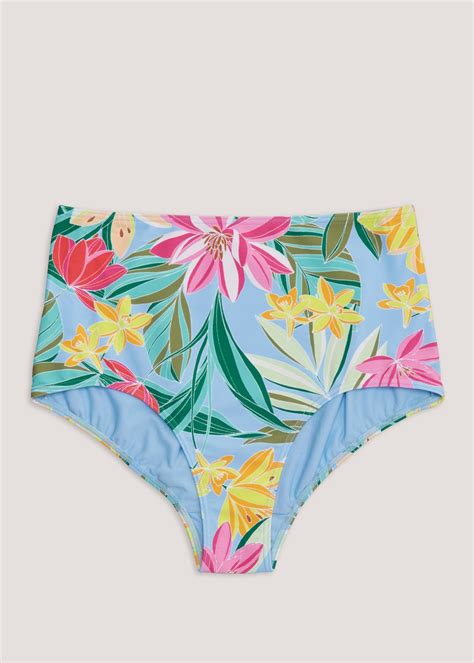 Multicoloured Tropical Floral High Waisted Bikini Bottoms Matalan