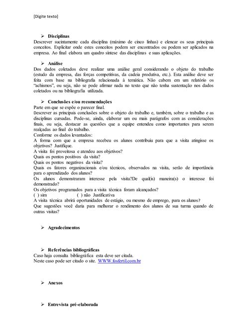 Modelo De Relat Rio De Visita T Cnica Pdf