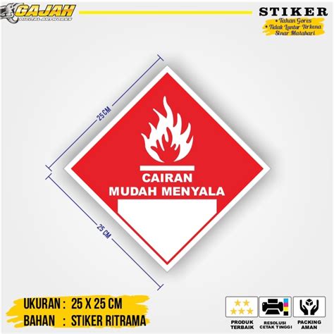 Jual Stiker Simbol Label K Limbah B Hazmat Cairan Mudah Menyala