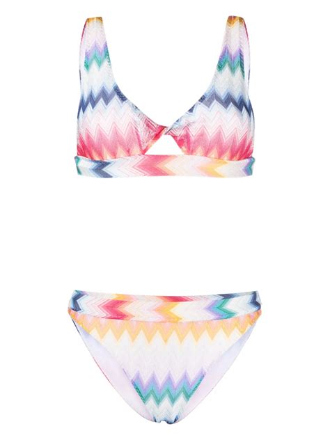 Missoni Zigzag Lurex Bikini Blue Farfetch Uk