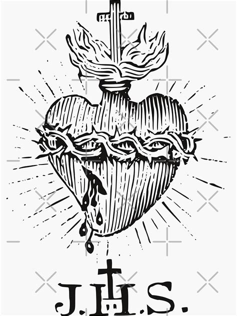 Sacred Heart Of Jesus Christ Vintage Catholic Sticker For Sale By Beltschazar Redbubble