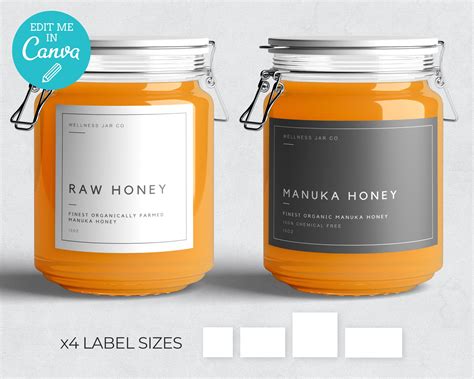 Minimalist Jar Label Template Modern Label Template Food Etsy