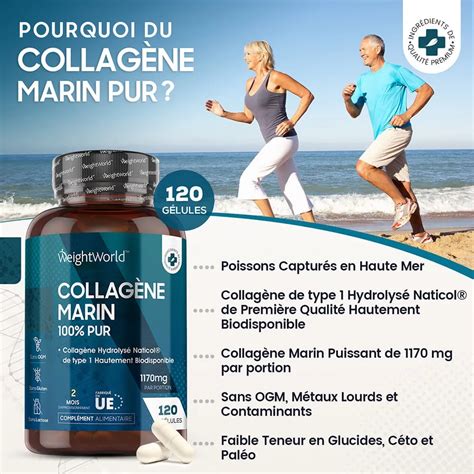 Collagène Marin Pur hydrolysé en gélules 120 gélules 1170mg WeightWorld