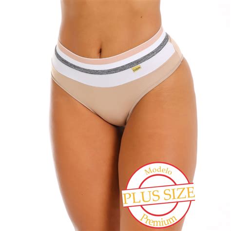 Kit Calcinha Cintura Alta Plus Size Tanga C S Tricolor Forro Algod O Lingerie Feminina